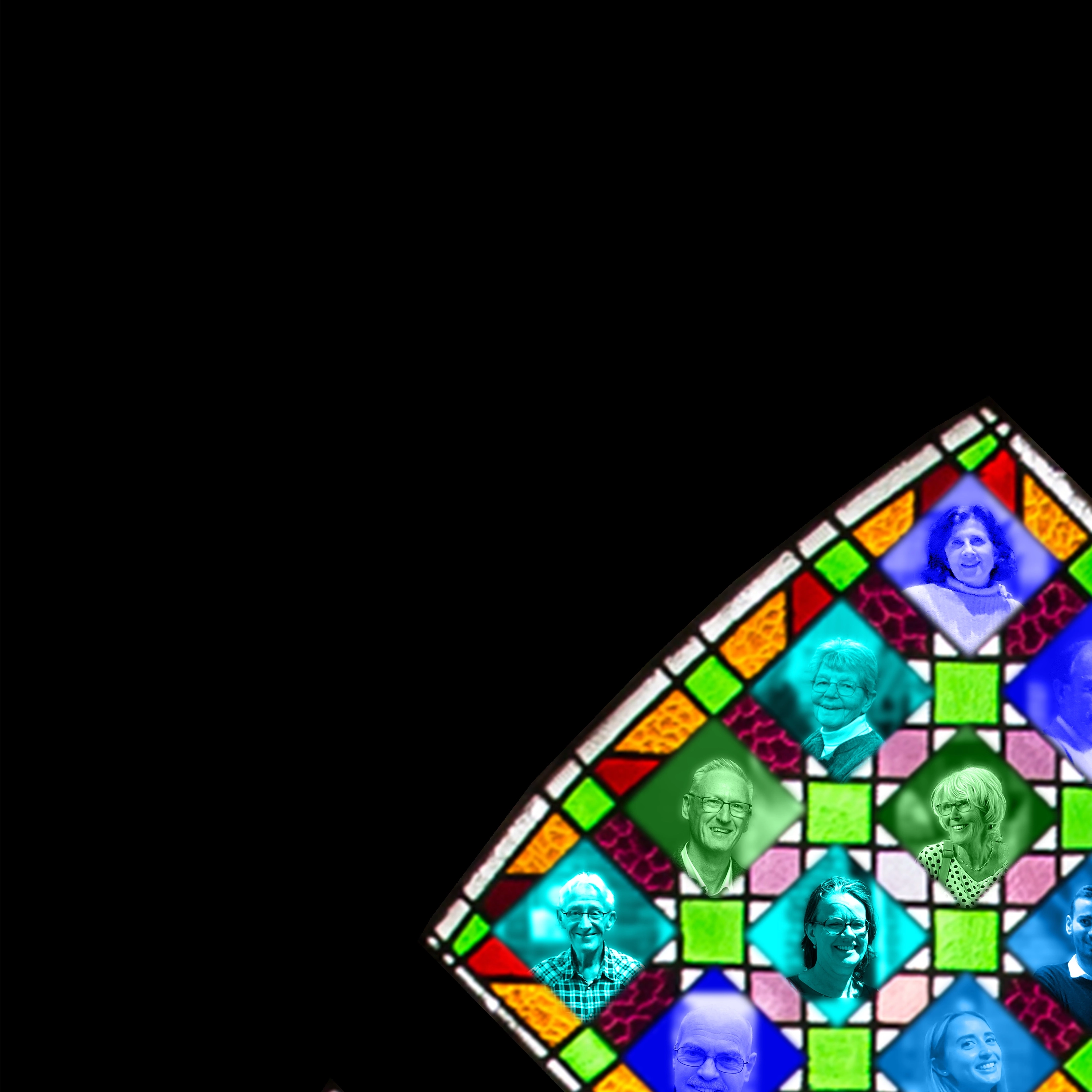 fragment roosvenster Augustinus met parochianen