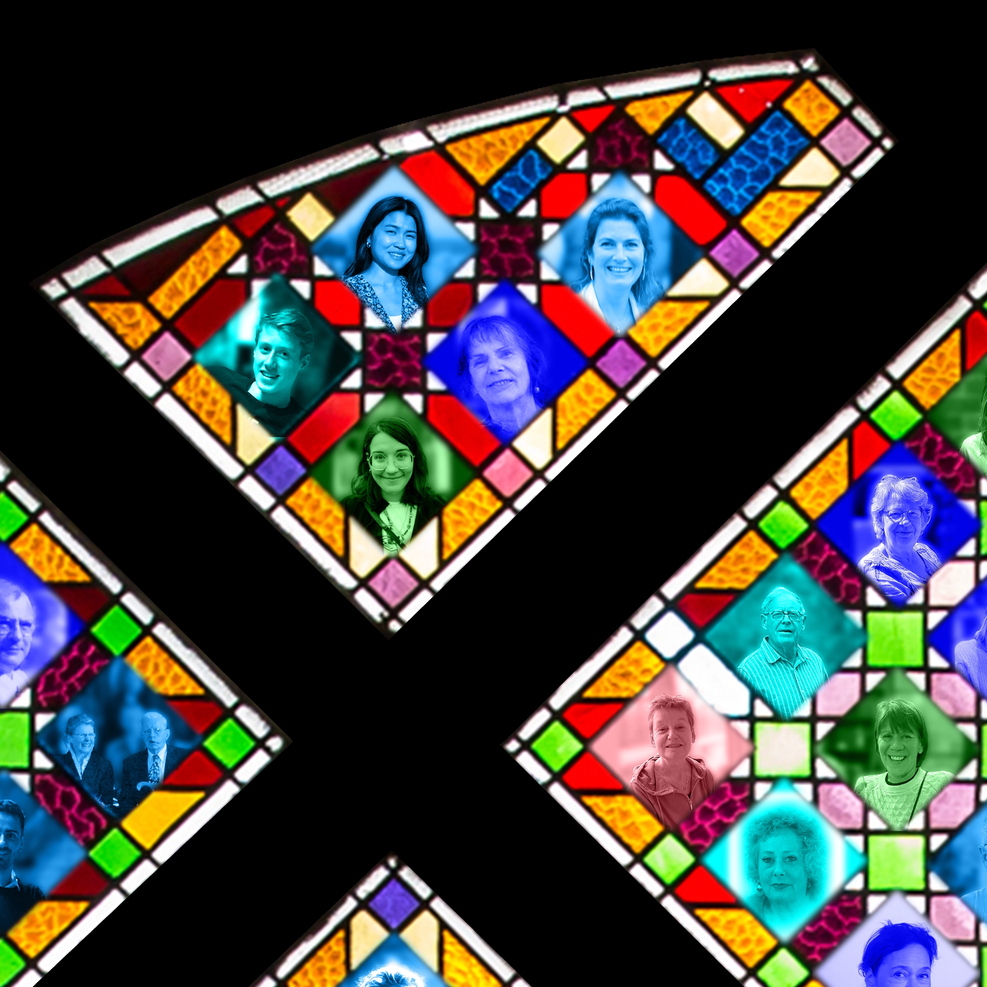 fragment roosvenster Augustinus met parochianen