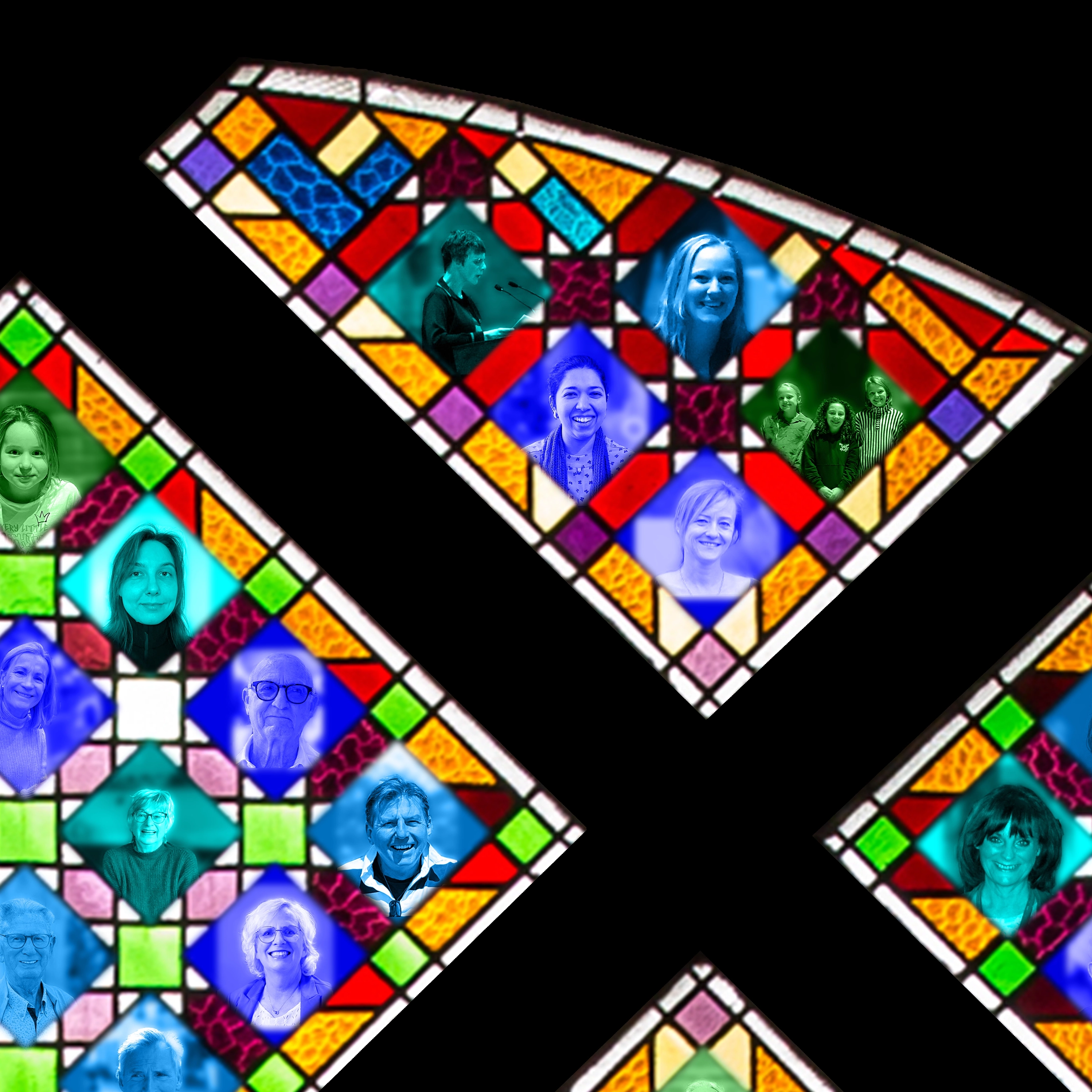 fragment roosvenster Augustinus met parochianen