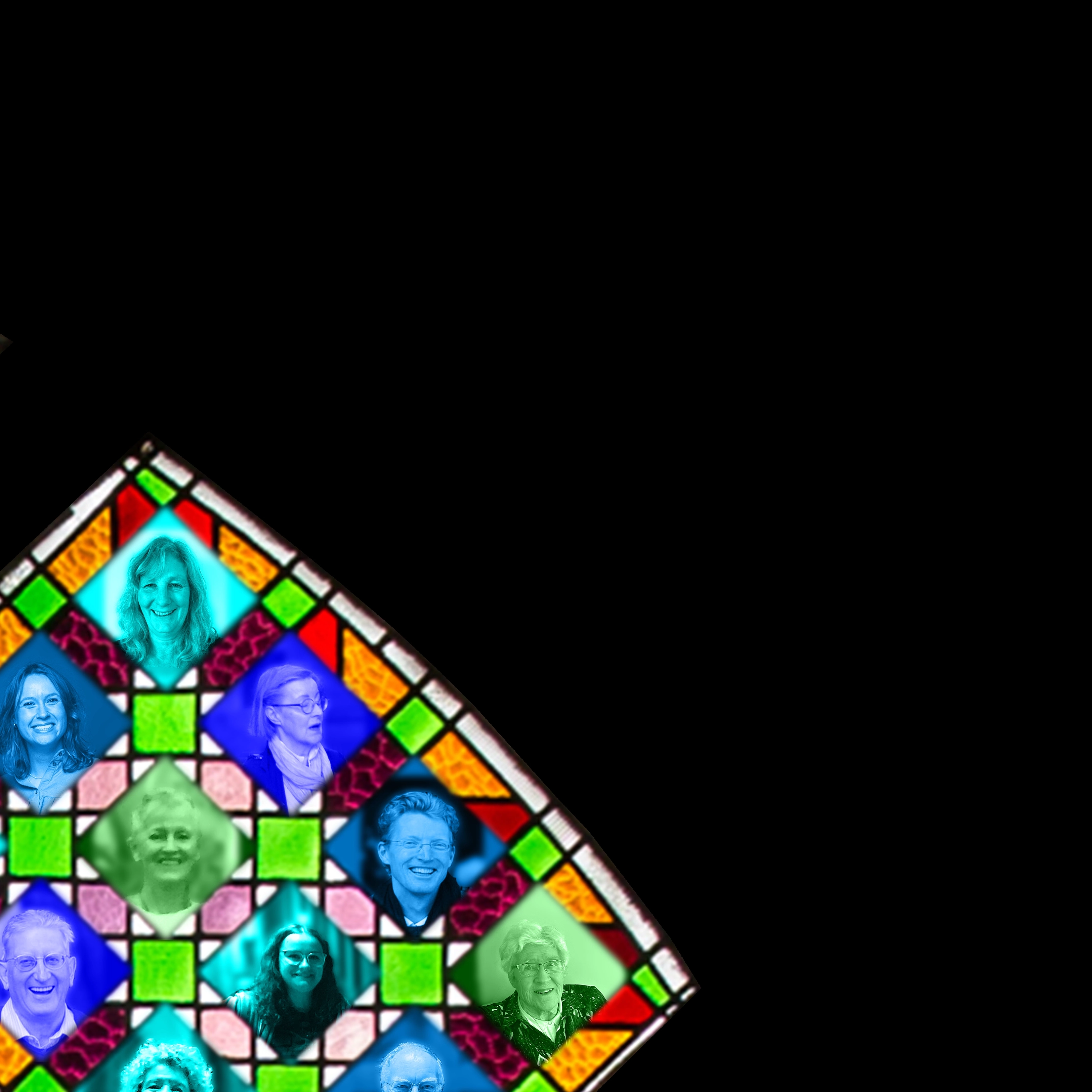 fragment roosvenster Augustinus met parochianen