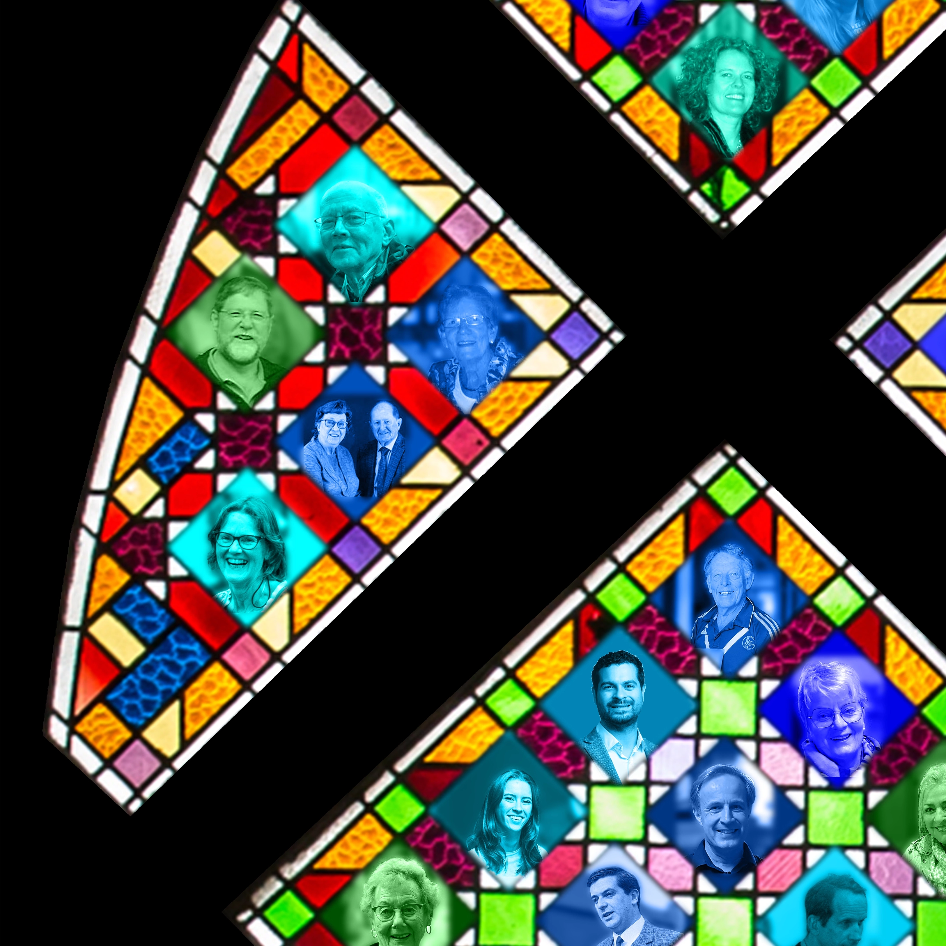 fragment roosvenster Augustinus met parochianen