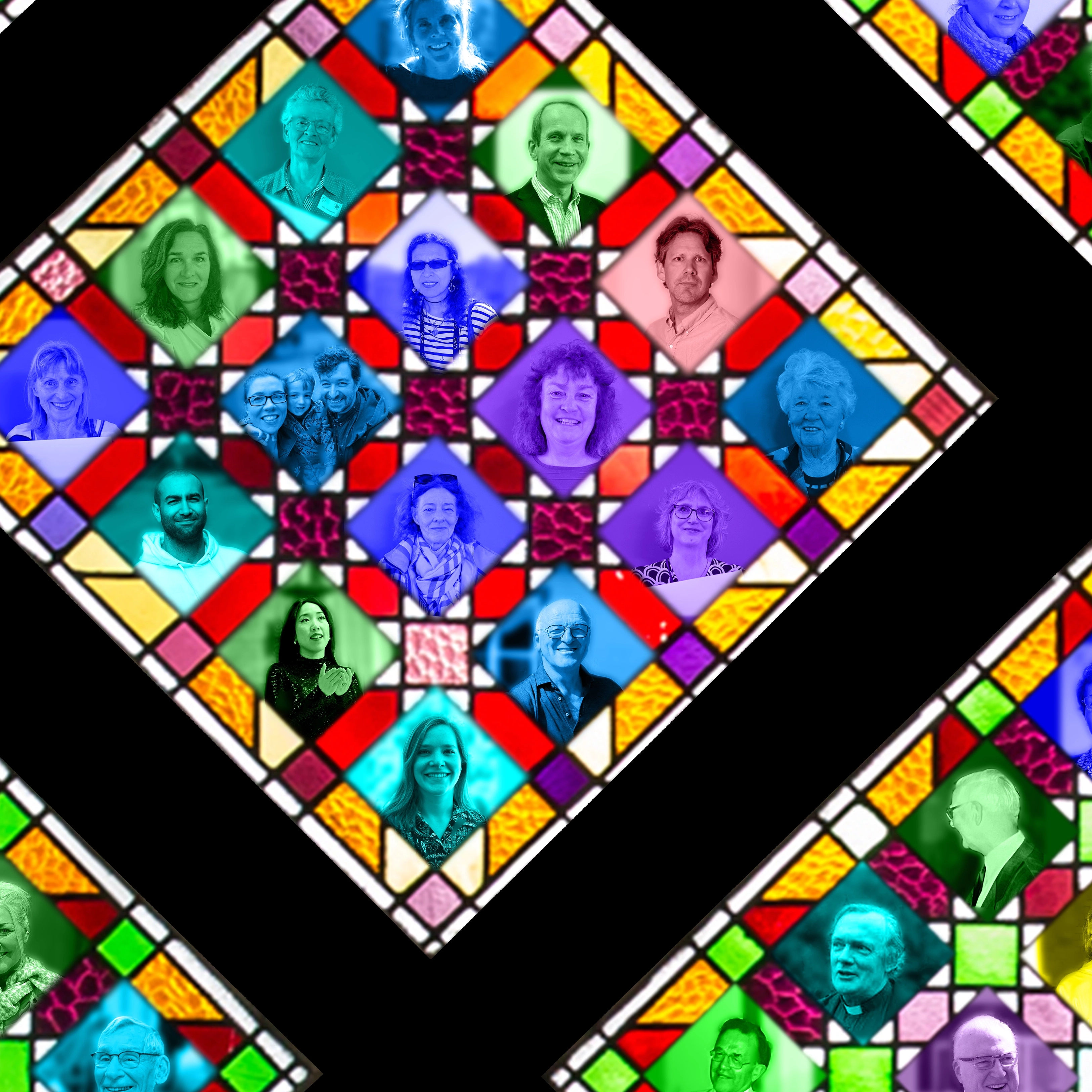 fragment roosvenster Augustinus met parochianen