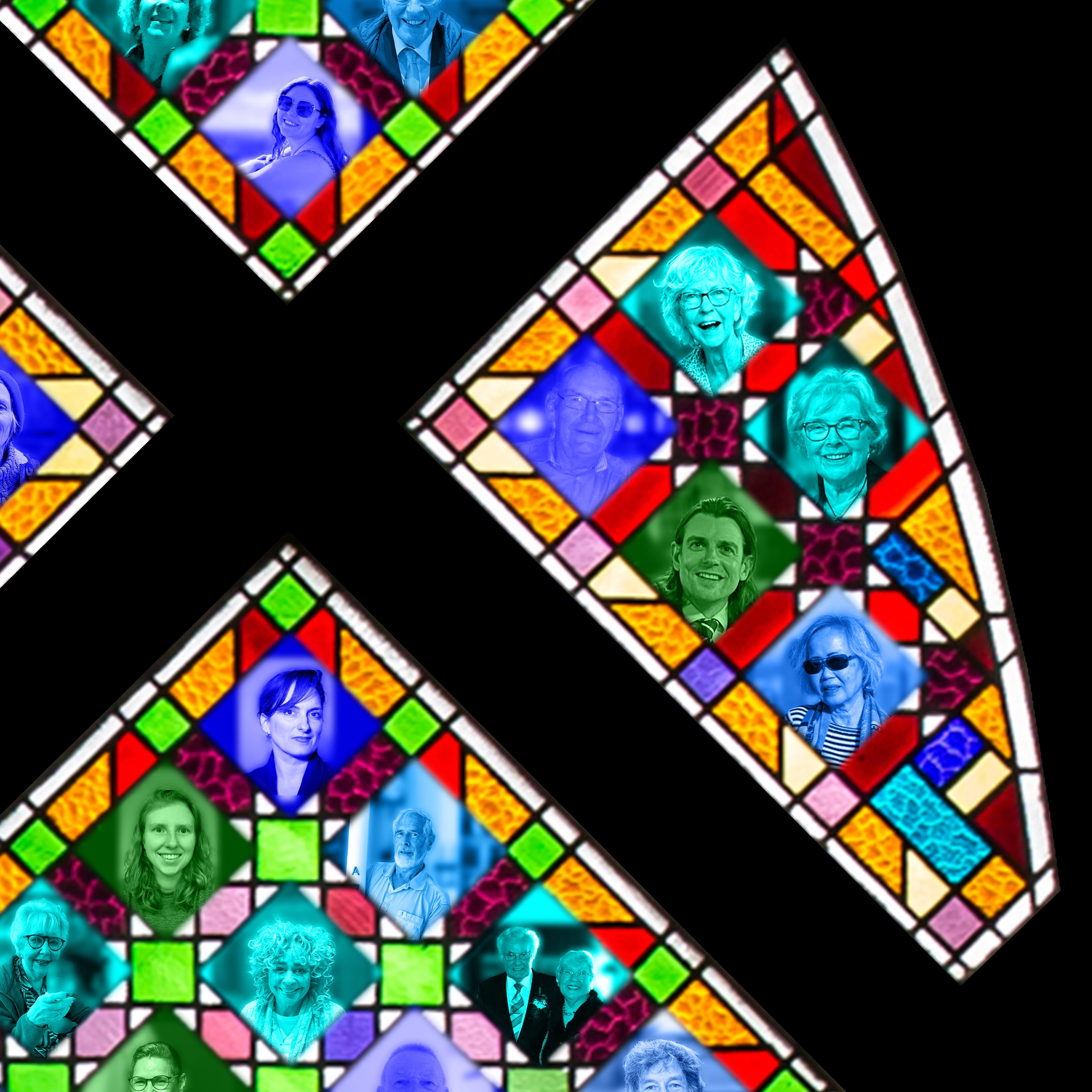 fragment roosvenster Augustinus met parochianen