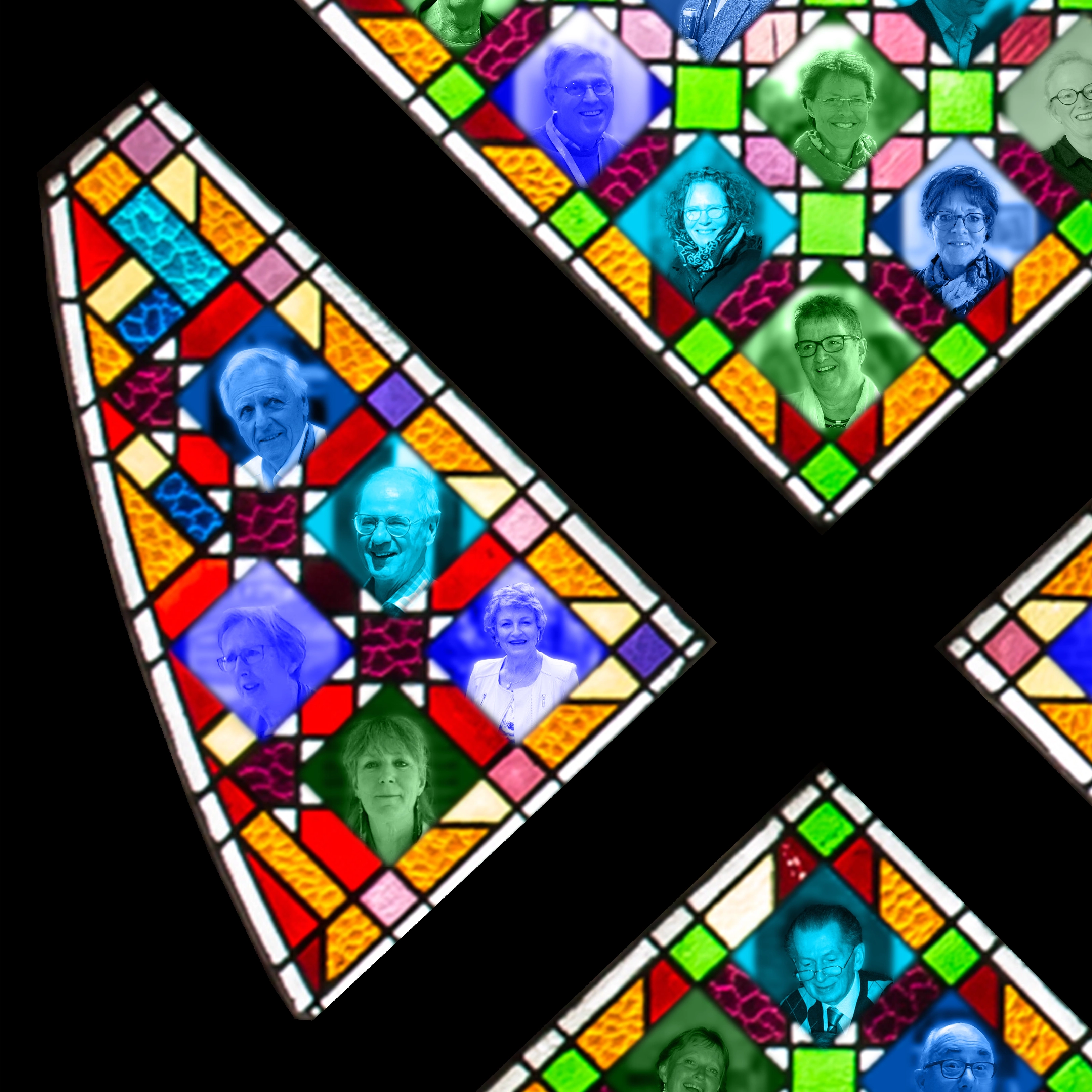 fragment roosvenster Augustinus met parochianen