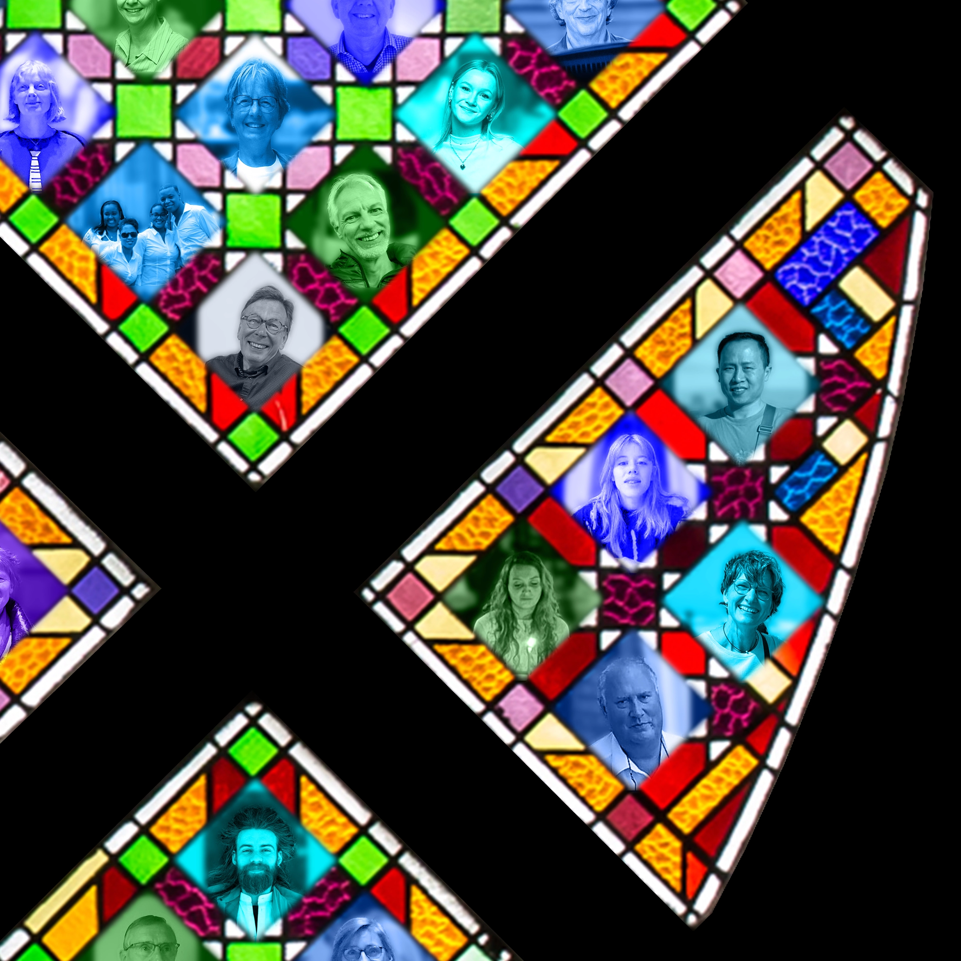 fragment roosvenster Augustinus met parochianen