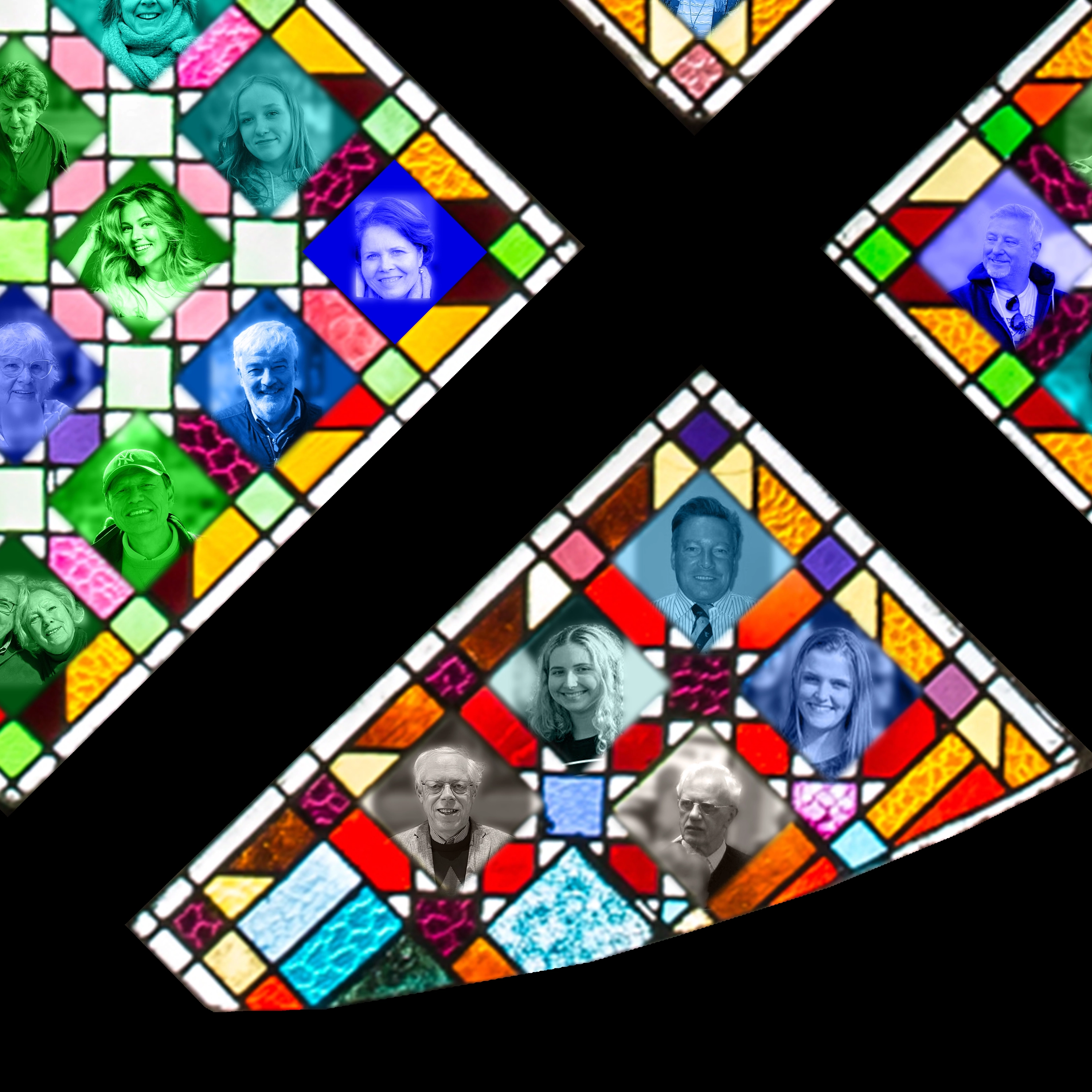 fragment roosvenster Augustinus met parochianen